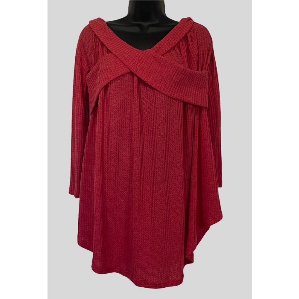 Dressfo Sweater Cold Off Shoulder Flowy Blouse‎ Tunic Knit Straps Size L